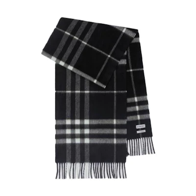 Burberry Logo Cashmere Scarf for Women - Black/White 80947411