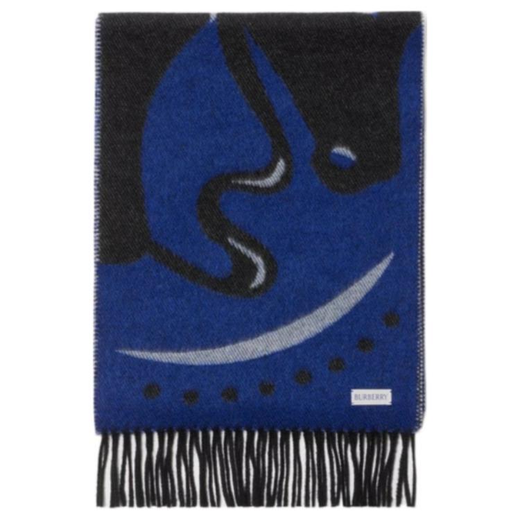 Burberry Logo Cashmere Scarf Unisex Blue Couples Edition 80997411 圖 3