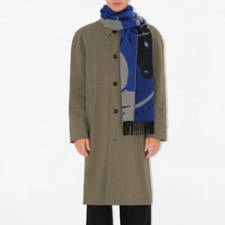 Burberry Logo Cashmere Scarf Unisex Blue Couples Edition 80997411 圖 6