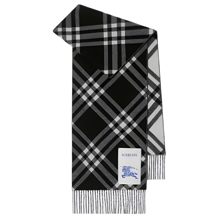 Burberry Logo Cashmere Scarf Unisex Couple Style Black 80996501
