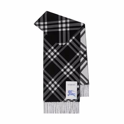 Burberry Logo Cashmere Scarf Unisex Couple Style Black 80996501