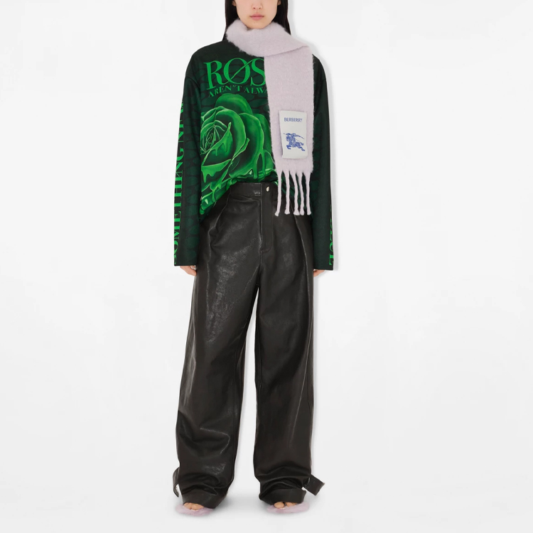 Burberry Logo Cashmere Scarf with Fringe - Unisex Couple Design in Soft Mist. 80796431 圖 4