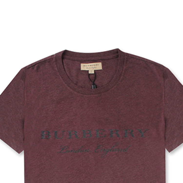 Purchase Burberry Logo Kaos Crewneck Kasual Warna Burgundy Gelap. 40601251
