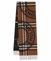 Burberry Logo Checked Fringed Scarf Dark Birch Brown Burberry Logo Checked Fringed Scarf Dark Birch Brown