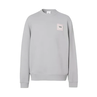 Burberry Logo Cotton Inlay Slim Fit Sweatshirt Men’s Light Heather Grey 80288431