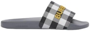 Order Burberry Logo Detail Check Slides Abu-abu Storm 80629581