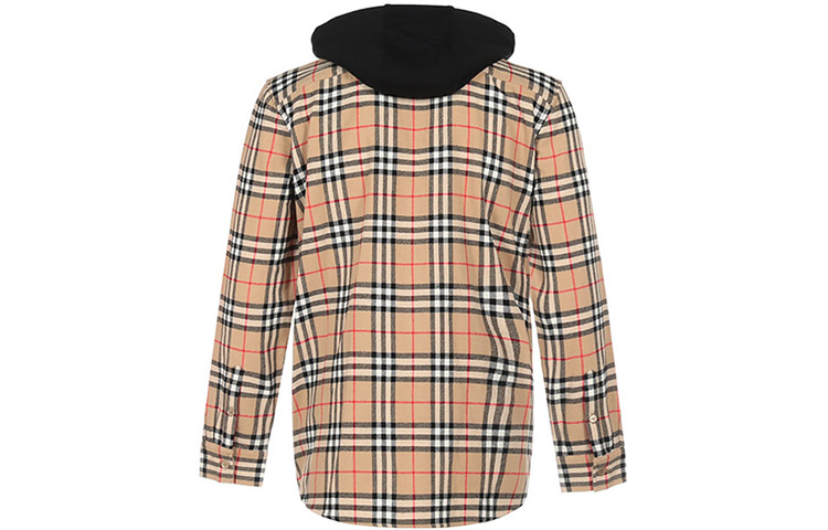 Burberry Logo Embroidered Check Hooded Jacket Men Black 80340091 圖 4