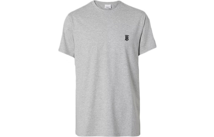 Burberry Logo Embroidered Crew Neck T-Shirt Gray 80140231