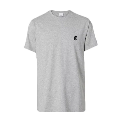 Burberry Logo Embroidered Crew Neck T-Shirt Gray 80140231