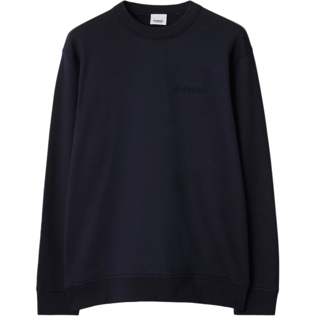 Burberry Logo Embroidered Crewneck Loose Fit Sweatshirt Navy Black 80843731