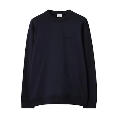 Burberry Logo Embroidered Crewneck Loose Fit Sweatshirt Navy Black 80843731