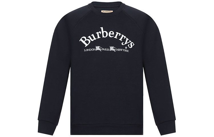 Burberry Logo Embroidered Crewneck Sweatshirt Navy Blue 80030161
