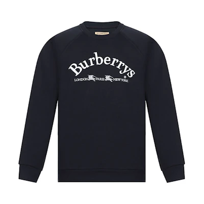 Burberry Logo Embroidered Crewneck Sweatshirt Navy Blue 80030161