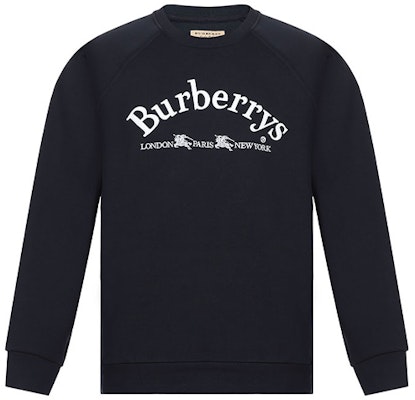 Burberry Logo Embroidered Crewneck Sweatshirt Navy Blue 80030161 Order Burberry Logo Embroidered Crewneck Sweatshirt Navy Blue 80030161