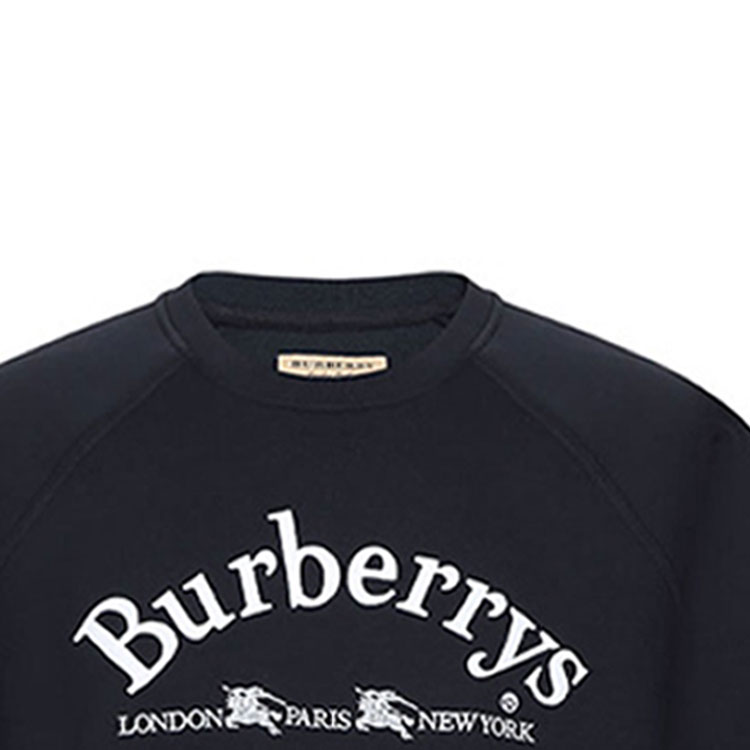 Purchase Burberry Logo Embroidered Crewneck Sweatshirt Navy Blue 80030161
