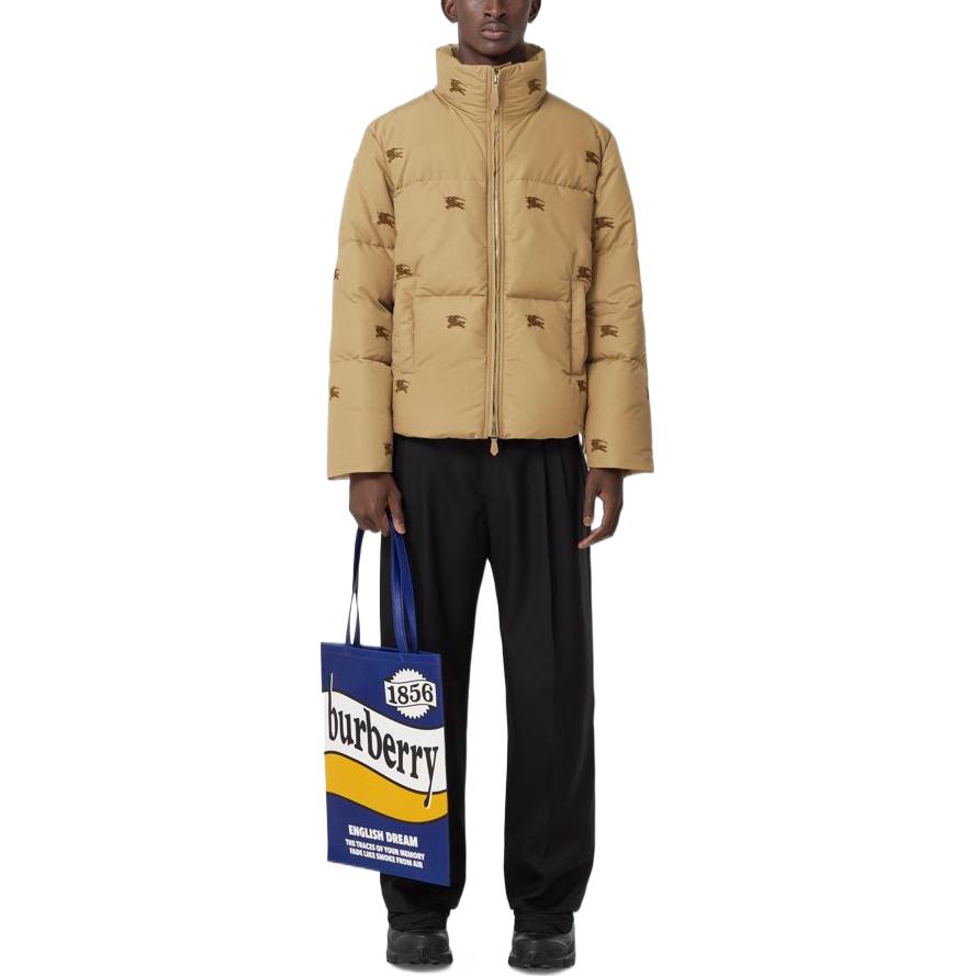 Burberry Logo Embroidered Equestrian Down Jacket Khaki -  Fashion Show Series 80612841 圖 3