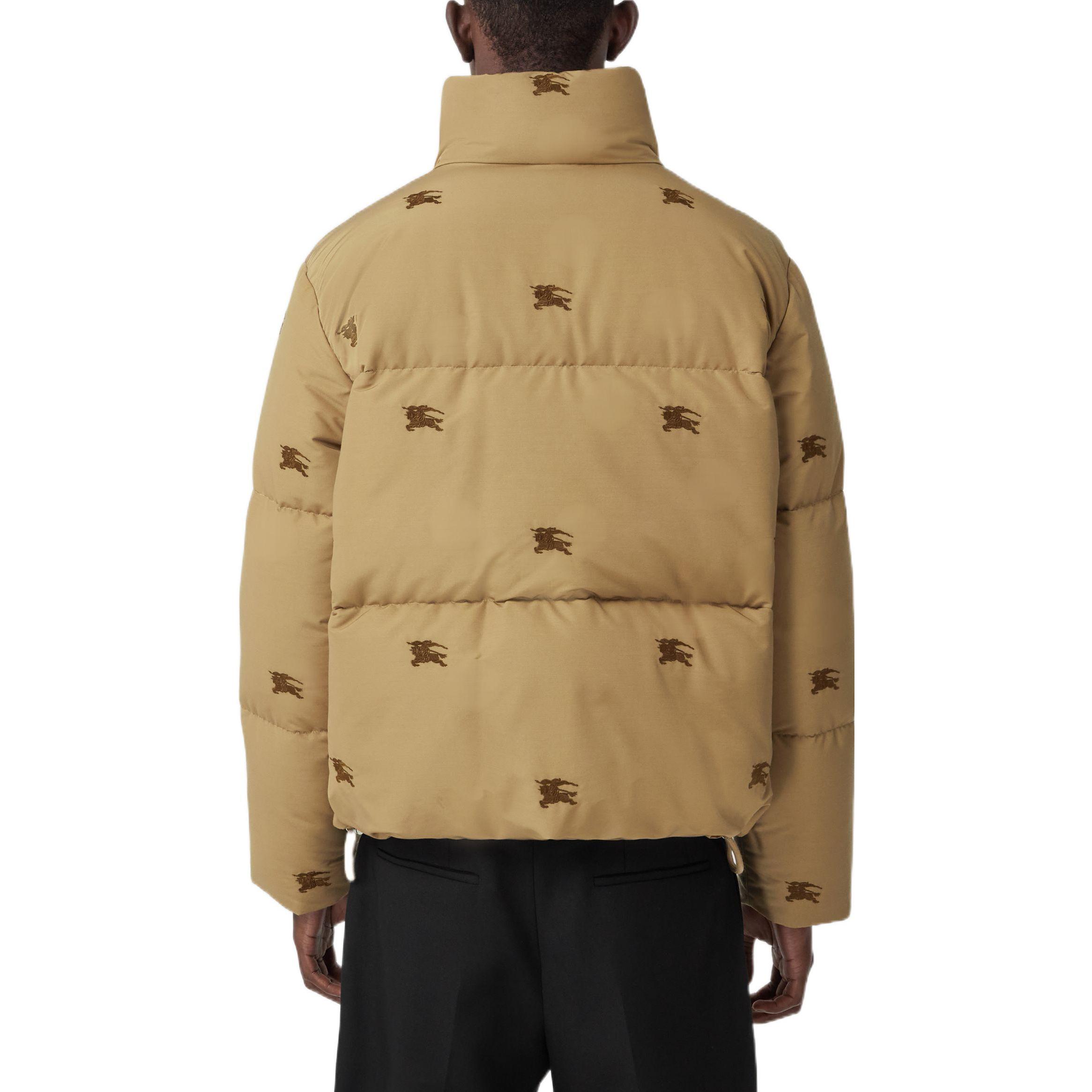 Burberry Logo Embroidered Equestrian Down Jacket Khaki -  Fashion Show Series 80612841 圖 4