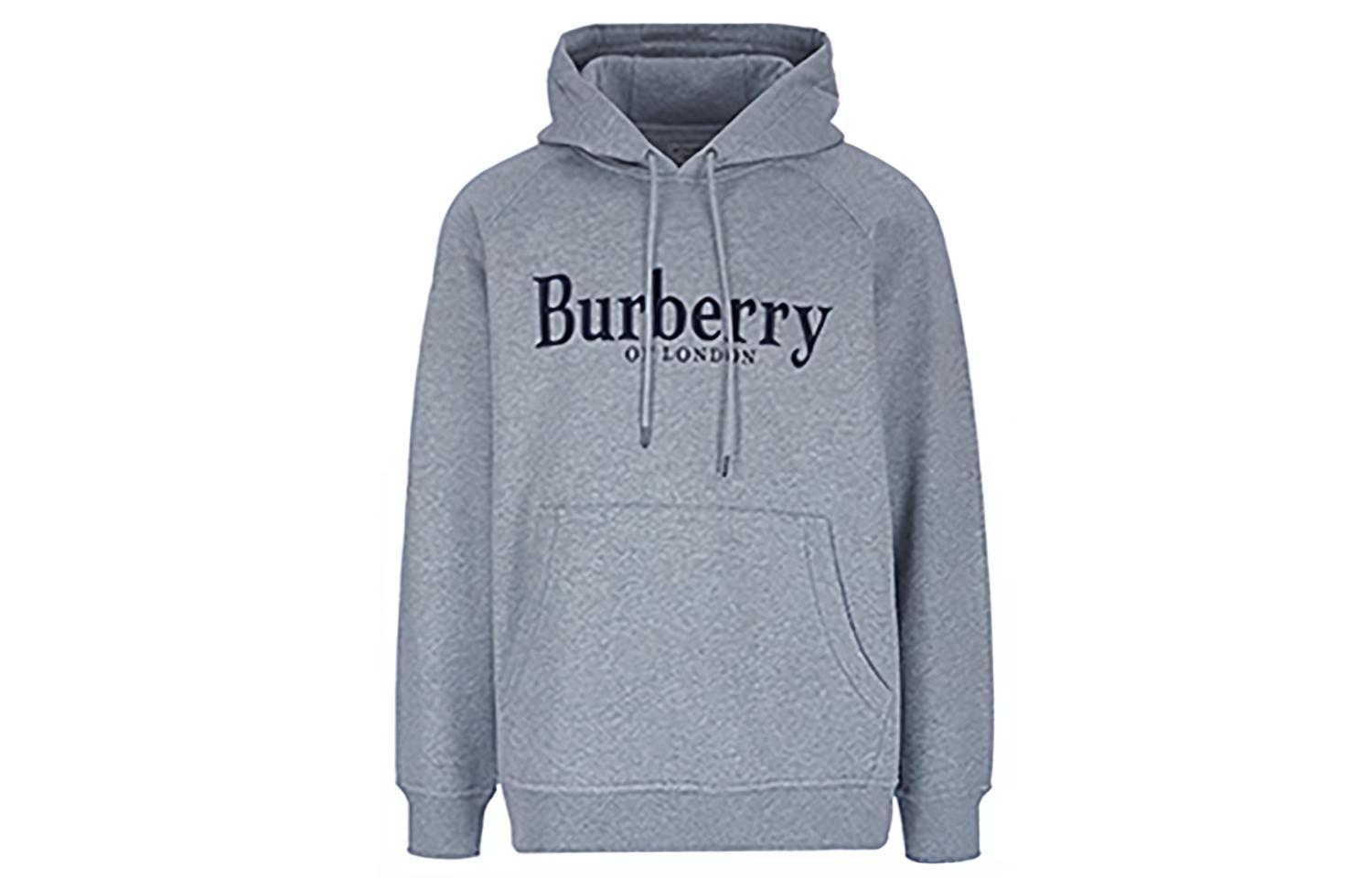 Burberry Logo Embroidered Hoodie Grey 80071201