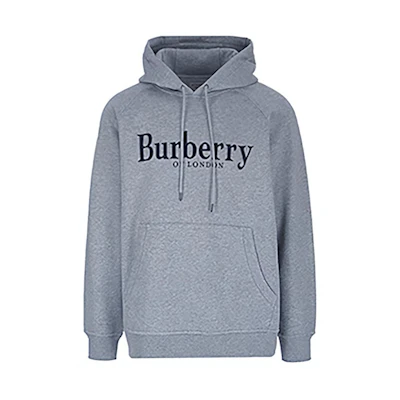 Burberry Logo Embroidered Hoodie Grey 80071201
