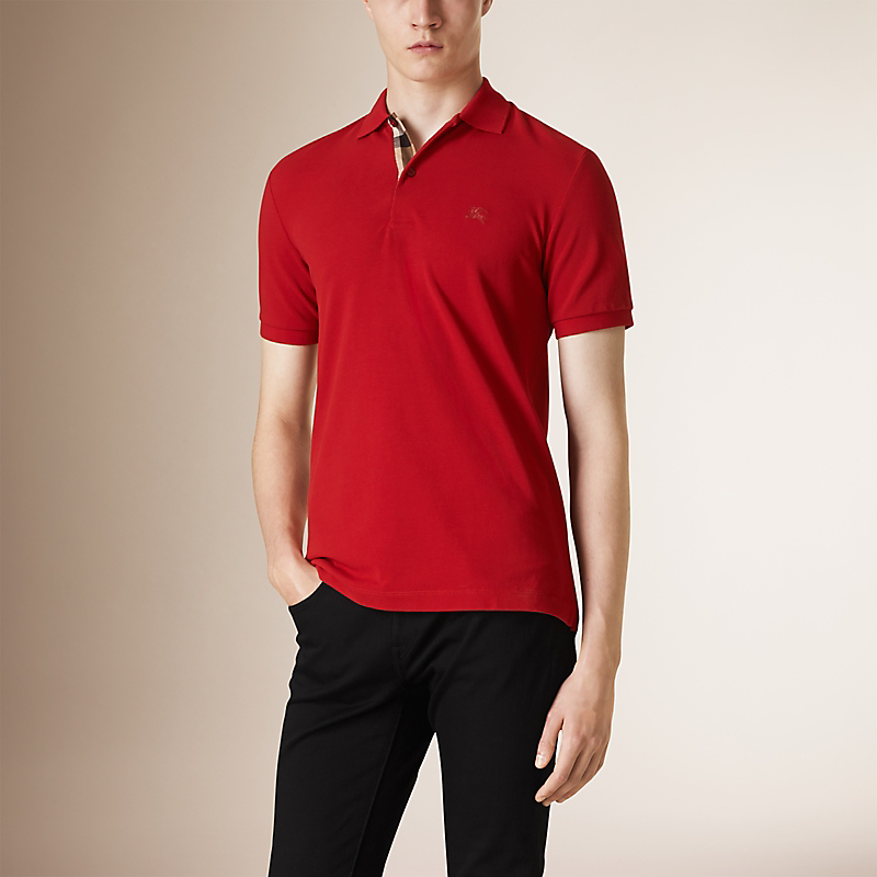 Shop 博柏利红色短袖男士刺绣标志POLO衫 39560001