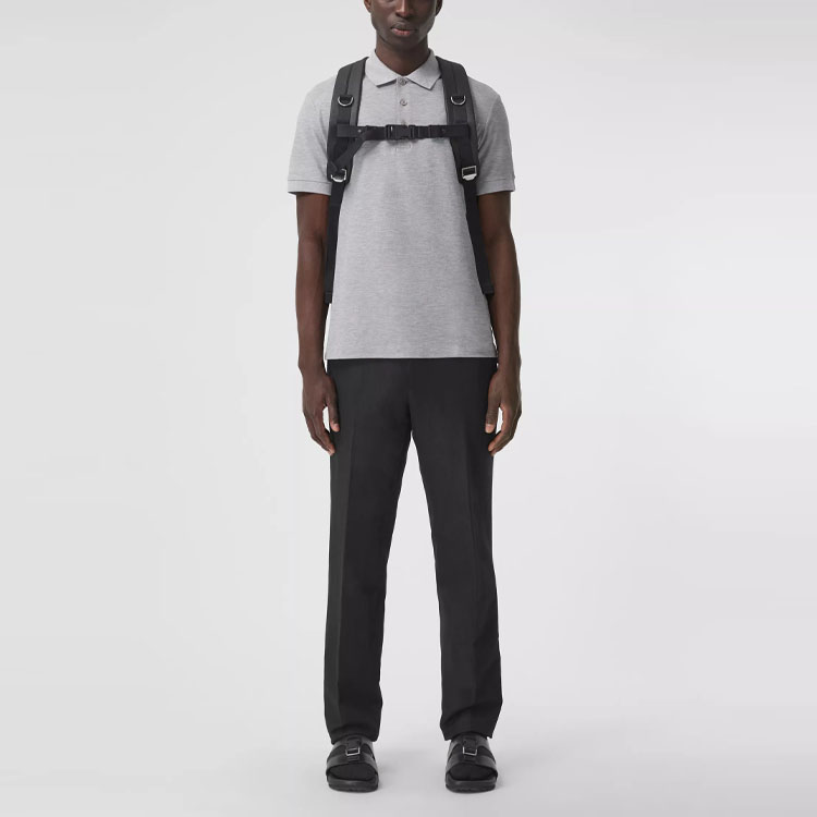 Lookbook Burberry 标志刺绣短袖POLO衫 浅灰色 80140061