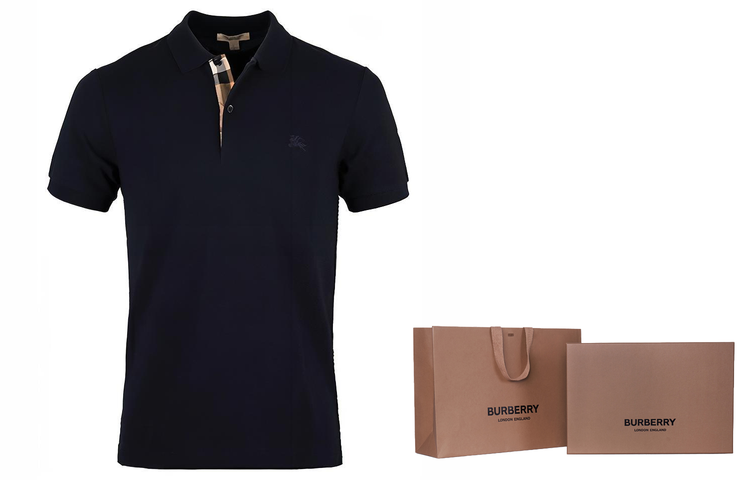 Cheap Burberry Logo Embroidered Short Sleeve Polo Shirt Navy Blue. 80045781