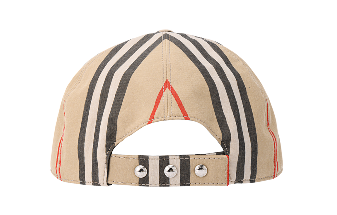 Purchase Burberry Logo Embroidered Striped Baseball Cap Beige Unisex Cotton Hat 8026924