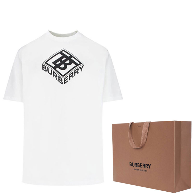 Shop Kaos Burberry Logo Graphic Unisex Putih Bahan Katun 80218321