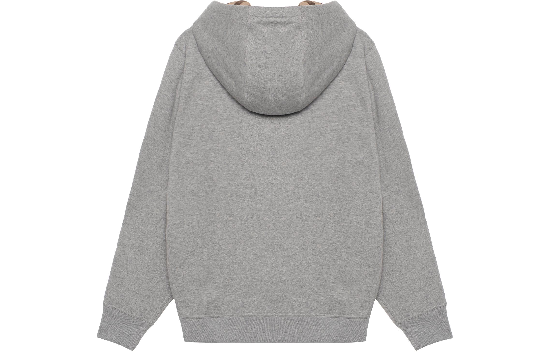 Lookbook Burberry Logo Hoodie Zip-Up Sweatshirt Unisex Light Grey. 80618571
