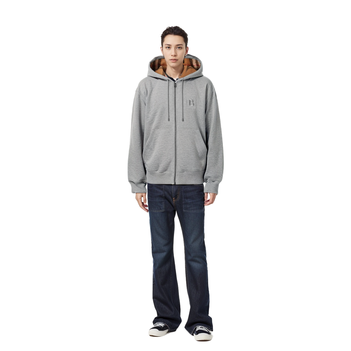 Purchase Burberry Logo Hoodie Zip-Up Sweatshirt Unisex Light Grey. 80618571