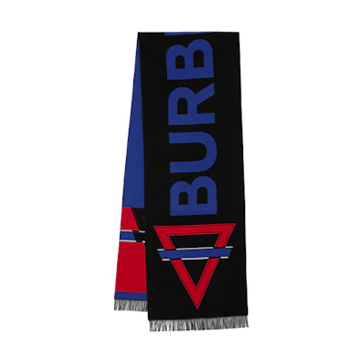 Burberry Logo Jacquard Fringe Wool Scarf Unisex Couple Style Multi-color. 80599471