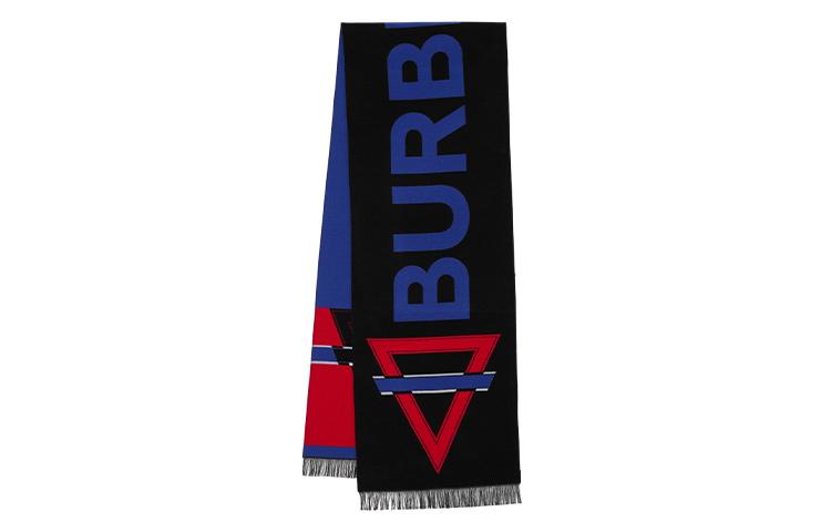 Burberry Logo Jacquard Fringe Wool Scarf Unisex Couple Style Multi-color. 80599471 圖 2