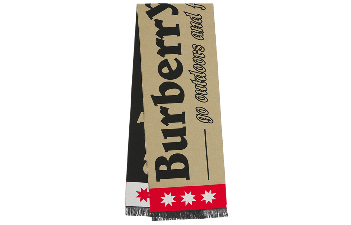 Burberry Logo Jacquard Wool-Silk Blend Scarf Unisex Couples Style. 80496591