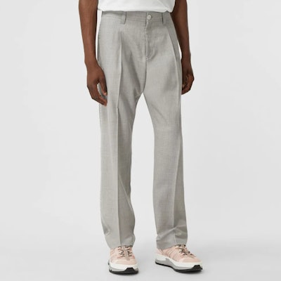 Burberry 灰色標誌提花羊毛休閒長褲 男款 80317181 Purchase Burberry 灰色標誌提花羊毛休閒長褲 男款 80317181