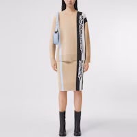 Lookbook Burberry標誌羊毛混紡提花長洋裝米色 80391831