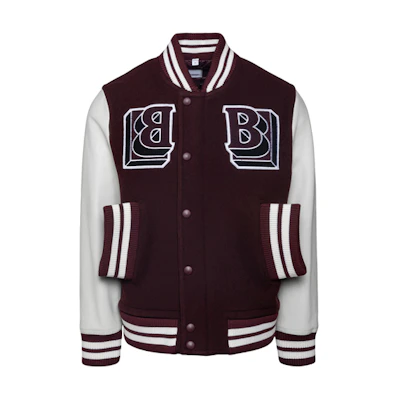 Burberry Logo Patchwork Single-Breasted Baseball Jacket Unisex Burgundy 80455321
