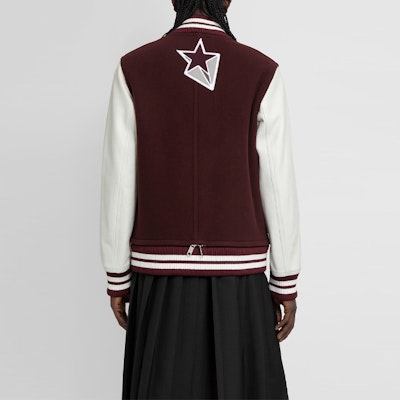 Burberry Logo Patchwork Single-Breasted Baseball Jacket Unisex Burgundy 80455321 Details for Burberry Logo Patchwork Single-Breasted Baseball Jacket Unisex Burgundy 80455321