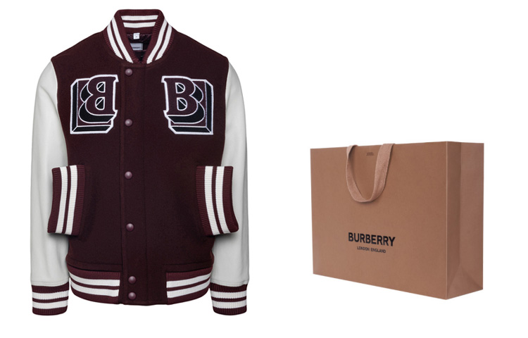 Cheap Burberry Logo Patchwork Single-Breasted Baseball Jacket Unisex Burgundy 80455321