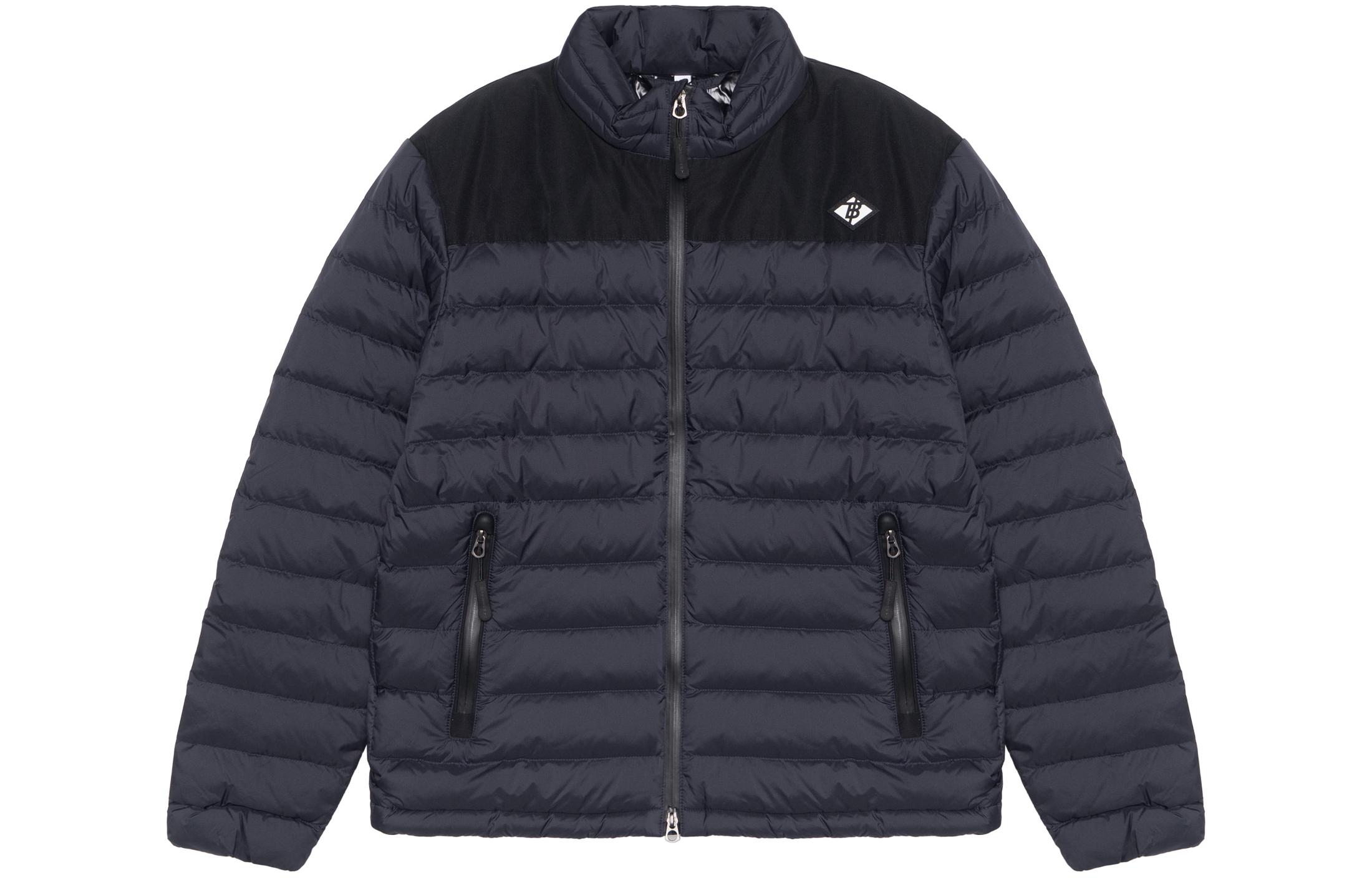 Burberry Logo Pattern Navy Blue Short Down Jacket for Men 80187041