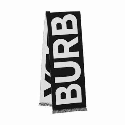 Burberry Logo Pattern Wool Scarf Unisex Black/White 80355241