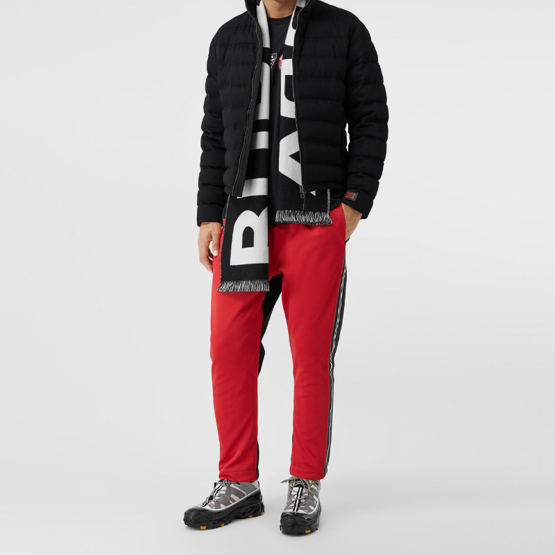 Burberry Logo Pattern Wool Scarf Unisex Black/White 80355241 圖 6