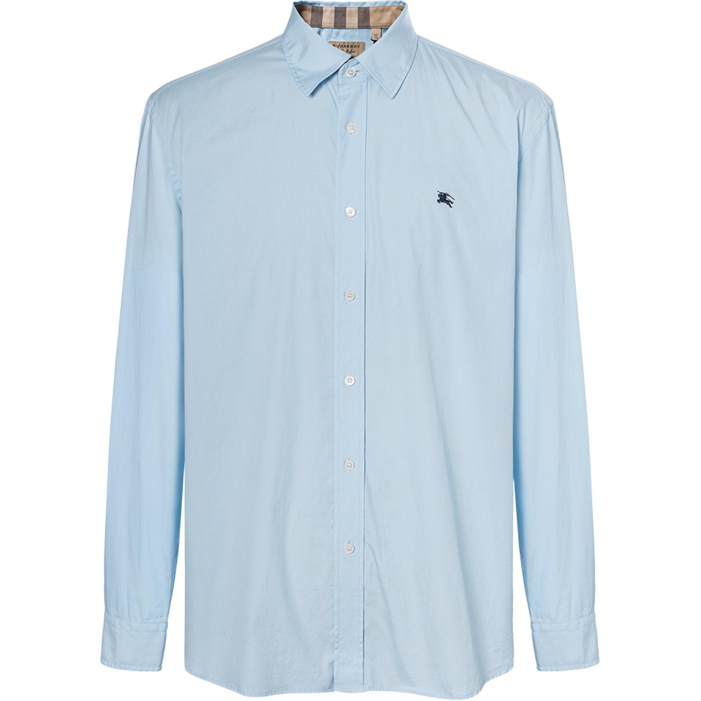 Burberry Logo Print Check Casual Long Sleeve Shirt Men’s Blue 80362941