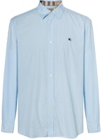 Burberry Logo Print Check Casual Long Sleeve Shirt Men’s Blue 80362941 Burberry Logo Print Check Casual Long Sleeve Shirt Men’s Blue 80362941