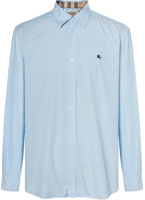 버버리 로고 프린트 체크 캐쥬얼 긴팔 셔츠 남성 블루 80362941 Buy 버버리 로고 프린트 체크 캐쥬얼 긴팔 셔츠 남성 블루 80362941