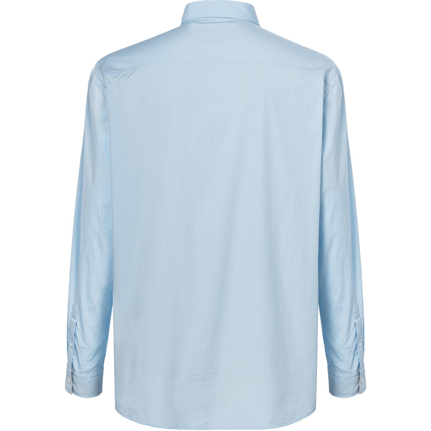 Lookbook 버버리 로고 프린트 체크 캐쥬얼 긴팔 셔츠 남성 블루 80362941