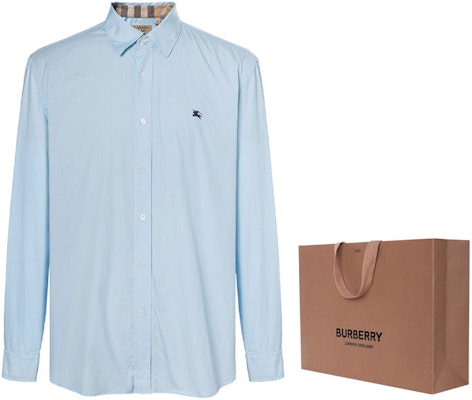 버버리 로고 프린트 체크 캐쥬얼 긴팔 셔츠 남성 블루 80362941 Shop 버버리 로고 프린트 체크 캐쥬얼 긴팔 셔츠 남성 블루 80362941