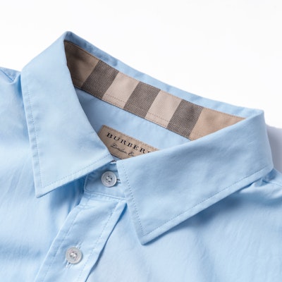 버버리 로고 프린트 체크 캐쥬얼 긴팔 셔츠 남성 블루 80362941 Purchase 버버리 로고 프린트 체크 캐쥬얼 긴팔 셔츠 남성 블루 80362941