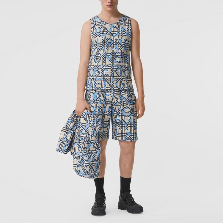 Purchase Burberry 標誌印花格紋無袖針織上衣亮鈷藍 80392301