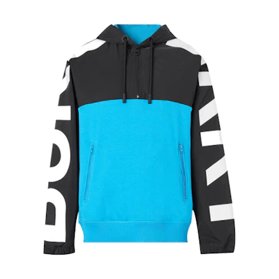 Burberry Logo Print Colorblock Hoodie Blue Fashion Sweatshirt. 80302501