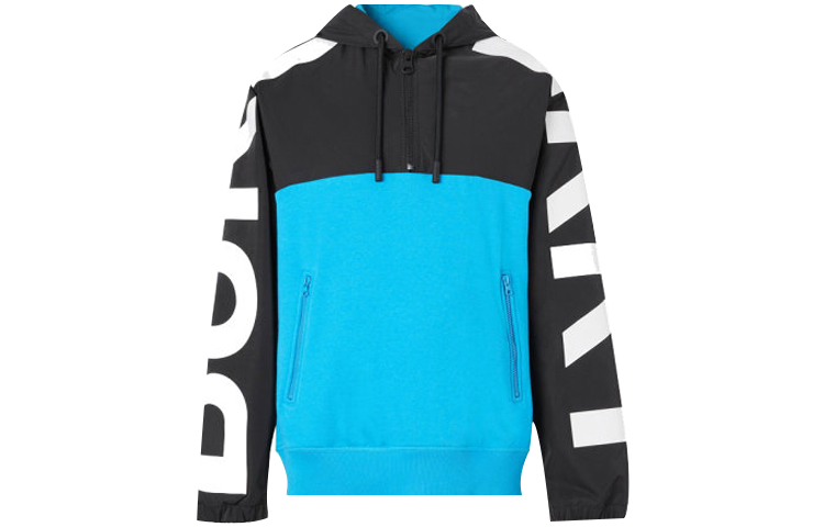 Burberry Logo Print Colorblock Hoodie Blue Fashion Sweatshirt. 80302501 圖 2